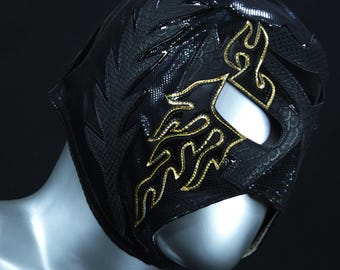 MÁSCARA SOBERANA NEGRA hecha a mano, máscara de lucha libre, disfraz de luchador, máscara mexicana de lucha libre, máscara de cosplay, máscara semiprofesional