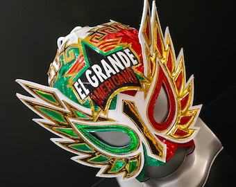 Máscara TRICOLOR hecha a mano, máscara de lucha libre, disfraz de luchador, máscara mexicana de lucha libre, máscara de cosplay, máscara semiprofesional