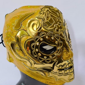 Bushi GOLD Wrestling Mask Luchador Costume Wrestler Lucha Libre Mexican