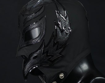 MÁSCARA NEGRA hecha a mano, máscara de lucha libre, disfraz de luchador, máscara mexicana de lucha libre, máscara de cosplay, máscara semiprofesional