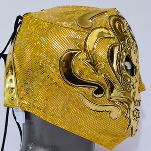 Bushi GOLD Wrestling Mask Luchador Costume Wrestler Lucha Libre Mexican