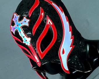 SCHWARZ ROT Maske Wrestling Maske Luchador Kostüm Wrestler Lucha Libre mexikanische Maske Maske Cosplay