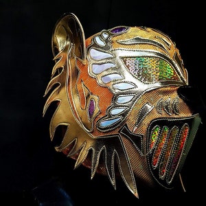 Máscara de tigre feita à mão, máscara de luta livre, traje de lutador, lutador, lucha libre, máscara mexicana, máscara cosplay, semi-profissional
