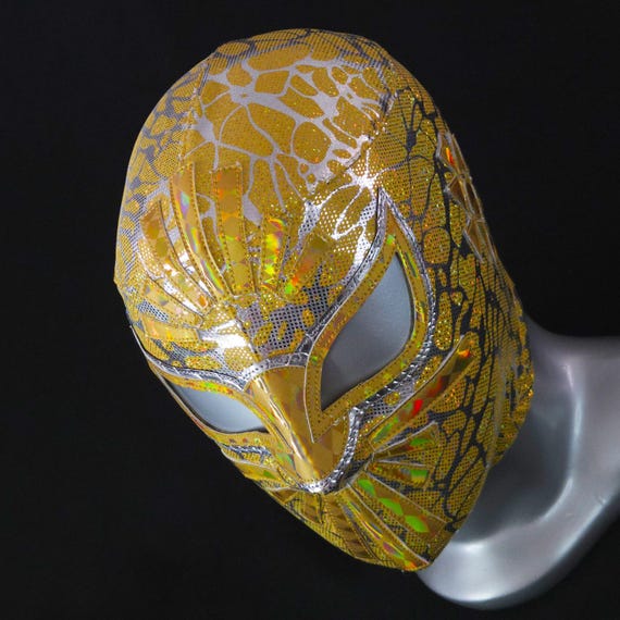 手作りの金色のレスリングマスク、ルチャドールのコスチューム