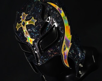 ręcznie robiona maska BLACK GOLD wrestling mask luchador wrestler lucha libre meksykańska maska maska cosplaysemi pro maska