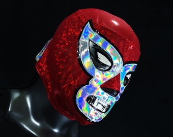 MASCHERA DA DEMONE ROSSO fatta a mano, maschera da wrestling, costume da luchador, wrestler, lucha libre, maschera messicana, maschera cosplay, maschera semi professionale