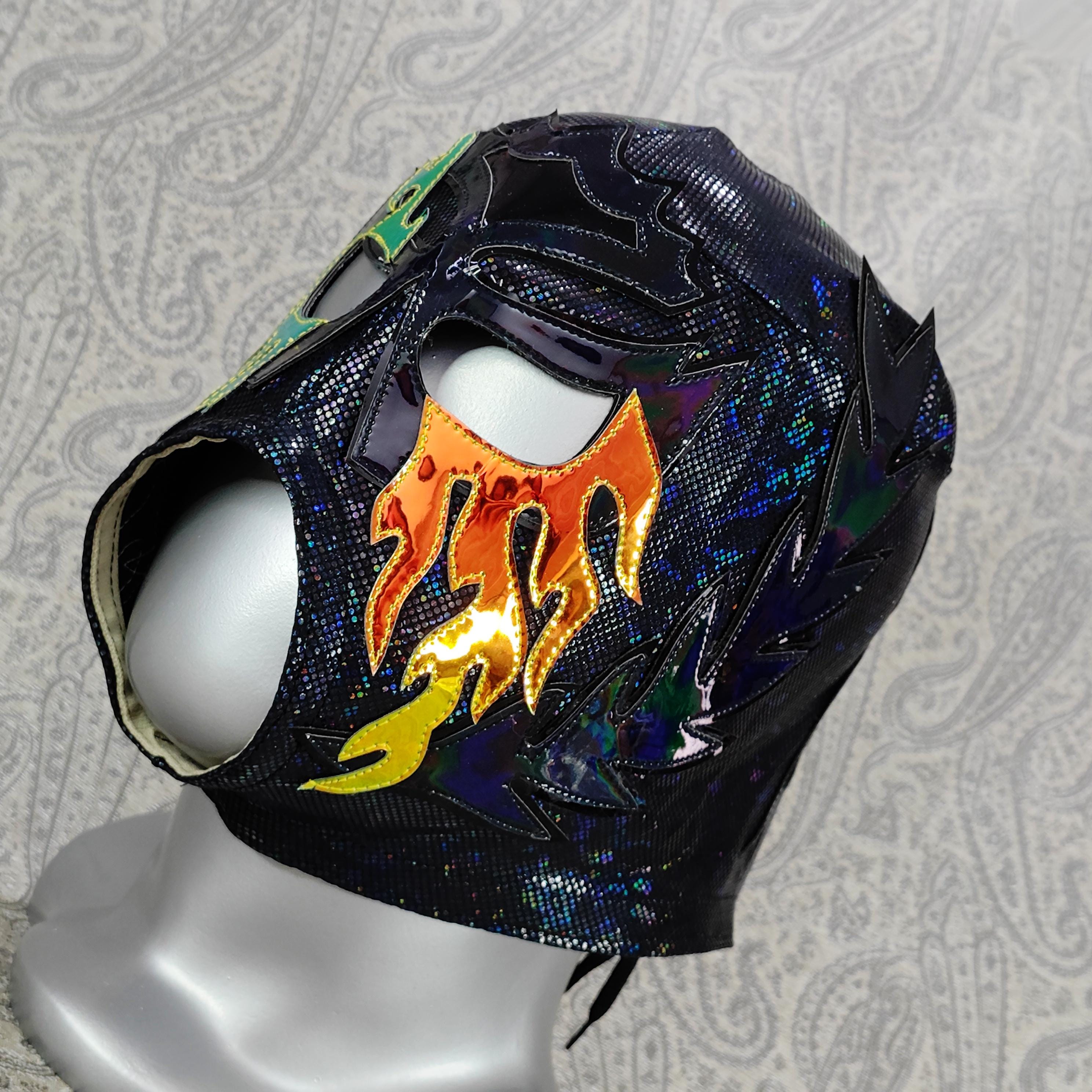 hand made flames mask wrestling mask luchador costume wrestler lucha libre mexican mask maske cosplaysemi pro mask