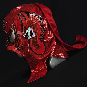 hand made red dragon wrestling mask luchador costume wrestler lucha libre mexican mask maske cosplaysemi pro mask