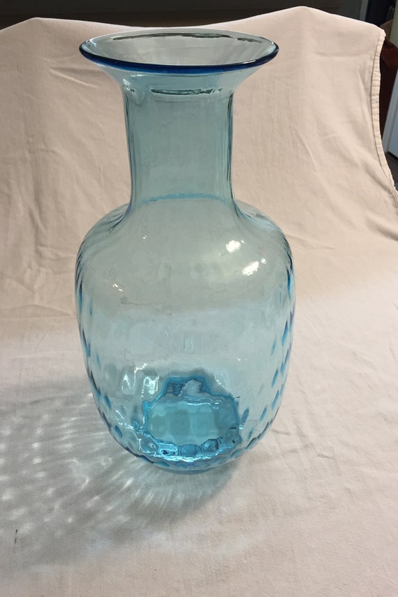 Tiara Vintage Glass Hand Blown Blue Demijohn Vase UNUSED MINT Condition Original Box il 570xN iwkt