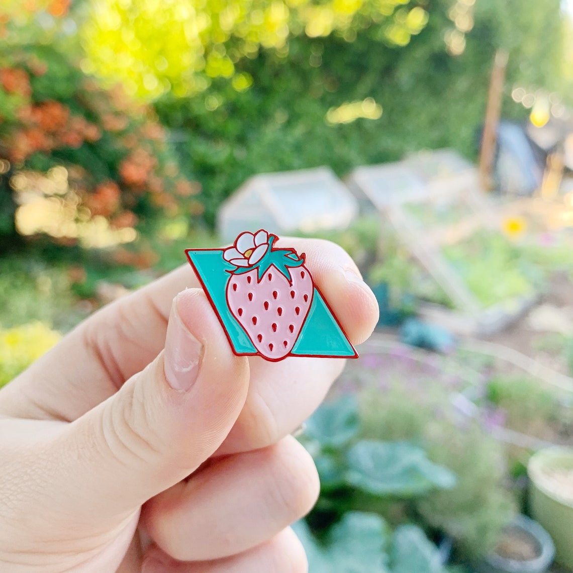 Strawberry Enamel Pin 80's Enamel Pin 80's Gift for Etsy