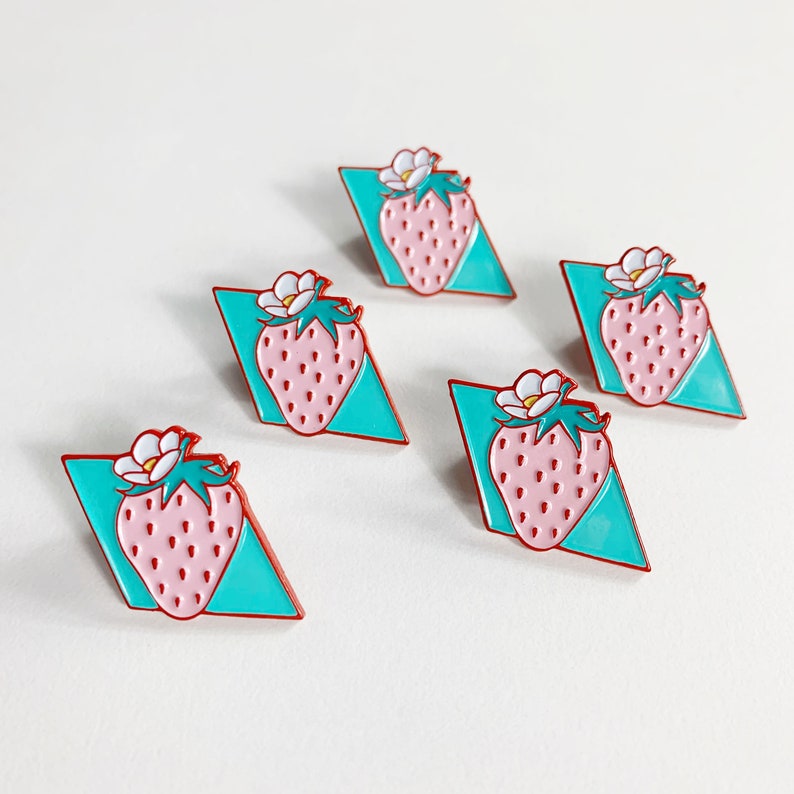 Strawberry Enamel Pin 80's Enamel Pin 80's Gift for Etsy