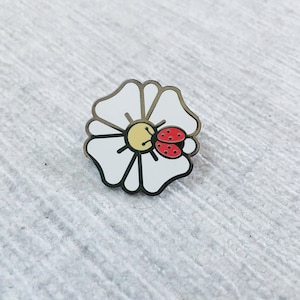 Daisy and Ladybug Hard Enamel Pin - Black Nickel Finish