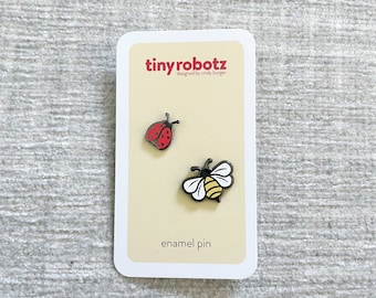 Bumble Bee & Ladybug enamel pin set, Ladybug, Bumble Bee, Bee, Bugs, Hard enamel, Enamel Pins