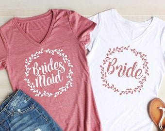 bridesmaid v neck shirts