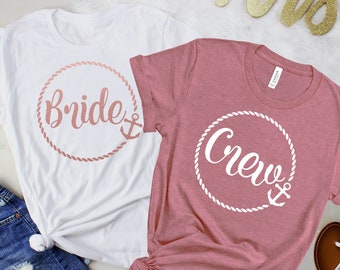 Nautical Bachelorette Party Shirts, brides crew shirts, bridesmaid shirt, anchor bridesmaid shirts, wedding party, proposal gift