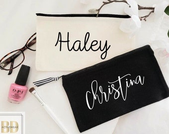 Cosmetic Makeup Bag, Small Canvas Make Up Bag, Custom Make Up Bag, Personalized Bag, Bridesmaid Gift, Proposal Box 81321