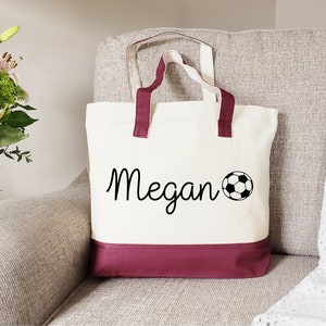Zipper Tote Bag, Soccer tote bag, Personalized soccer bag, Soccer coach gift, Soccer team gift, Soccer bag for girls, Soccer bag for boys