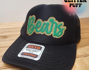 Bears Custom Trucker Hat, Puff Embossed Print, Custom Baseball Hat, Team Hat, Football Mom Hat, Mascot Hat