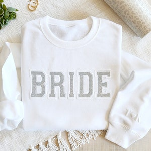 Personalized Gift for Bride, Bride Sweatshirt, Initial Heart Sleeve, Engagement Gift, Unique Bridal Shower, Future Mrs, Established