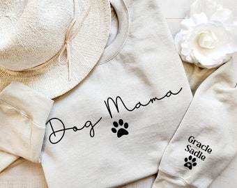 Personalized Dog Mom Sweatshirt with Sleeve, Crewneck or Hoodie, T Shirt, Fur Mama Sweater, Dog Mom Shirt, Custom Minimalist Gift, Pet Shirt