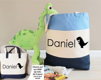 Dinosaur Kid's Tote Bag, Library Bag, Book Tote, Preschool Bag, Preschool Teacher, Kindergarten Tote, Custom Tote, Personalized Tote Bag