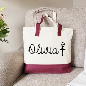 Zipper Tote Bag, Ballet bag, Ballet bag for girls, Ballet bag personalized, Ballet tote bag, Personalized gift, Cotton Canvas Tote