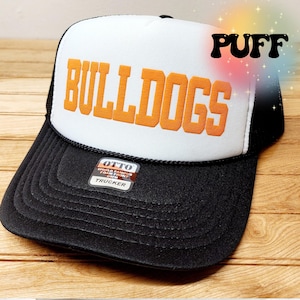 Bulldogs Custom Trucker Hat, Puff Embossed Print, Custom Baseball Hat, Team Hat, Football Mom Hat, Mascot Hat
