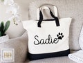 Zipper Tote Bag, Custom dog mom Gift, Personalized Pet Bag, Custom Pet Bag, Custom pet tote Bag, pet gift, Personalized Tote Bag Women