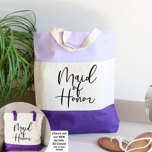 bridesmaid gift personalized bag, maid of honor tote, custom tote bag purple, custom tote bag wedding, canvas tote bag personalized 7-28