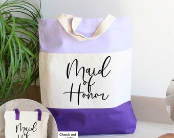 bridesmaid gift personalized bag, maid of honor tote, custom tote bag purple, custom tote bag wedding, canvas tote bag personalized 7-28