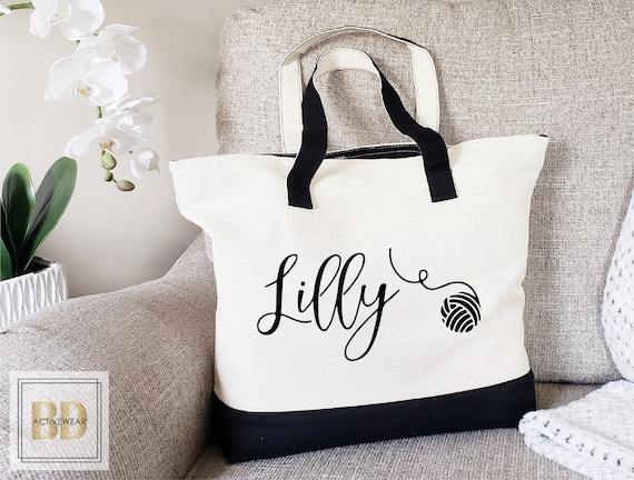 Zipper Tote Bag, Knitting Tote Bag, Knitting Tote Bag Personalized