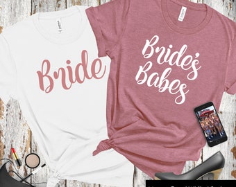 bachelorette party shirts, bridesmaid shirts, bridesmaid tshirts, bridal party, wedding party, maid of honor, bride, bridesmaid gift, gold
