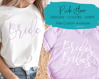 Brides Babes Shirt Chemises Bachelorette / Chemises de demoiselle d'honneur violet lilas / Cadeau parfait de demoiselle d'honneur / Chemise de mariée