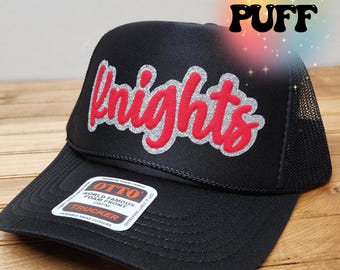 Knights Custom Trucker Hat, Puff Embossed Print, Custom Baseball Hat, Team Hat, Football Mom Hat, Mascot Hat