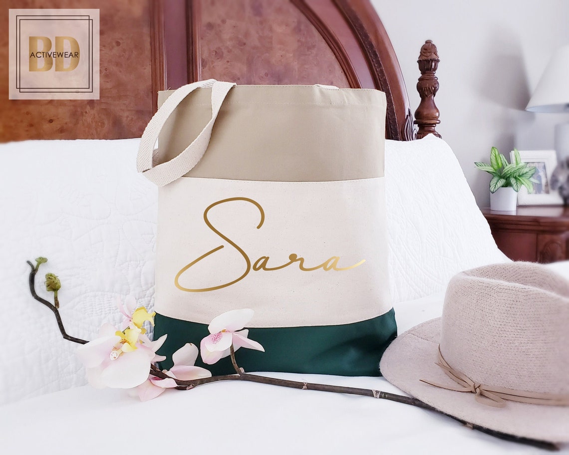 Personalized Tote Bag With Name and Various Choices of Bag Colors and Text Colors