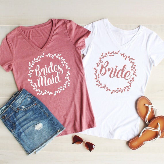 bridesmaid v neck shirts