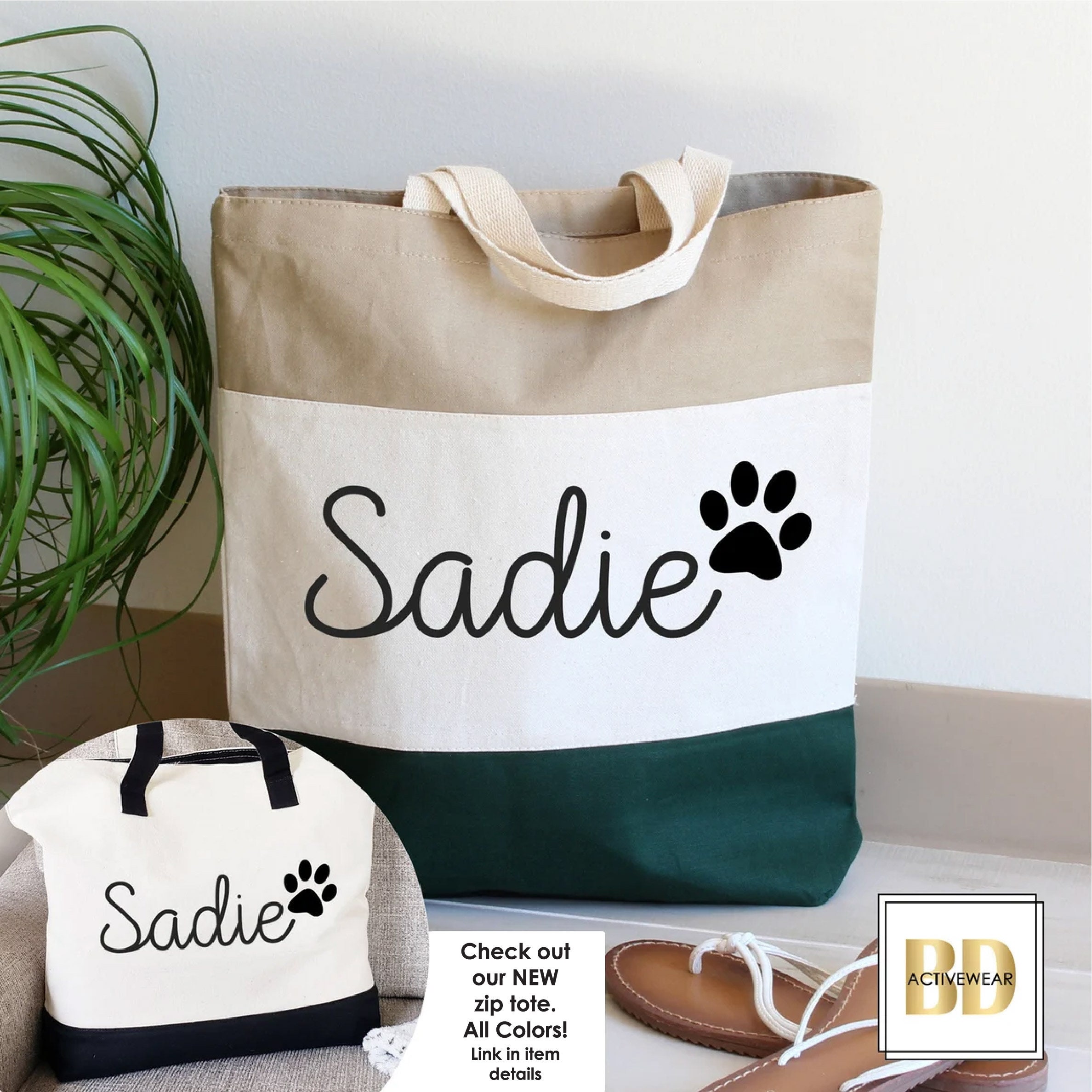 Personalized Border Collie Tote Bag Embroidered with Dog Name