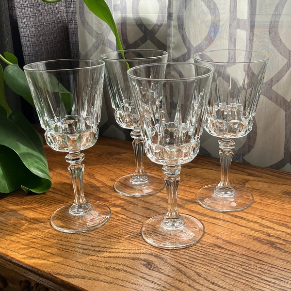 Set Of 4 Crystal Stemmed Wine Glasses