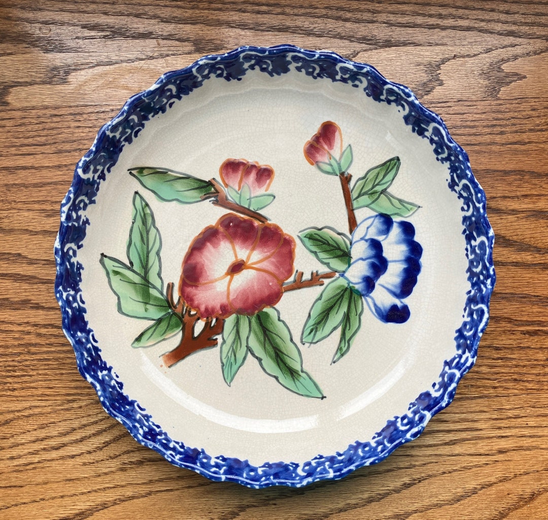 Vintage Stoneware 10 Pie Plate Decorative Bowl Blue Etsy