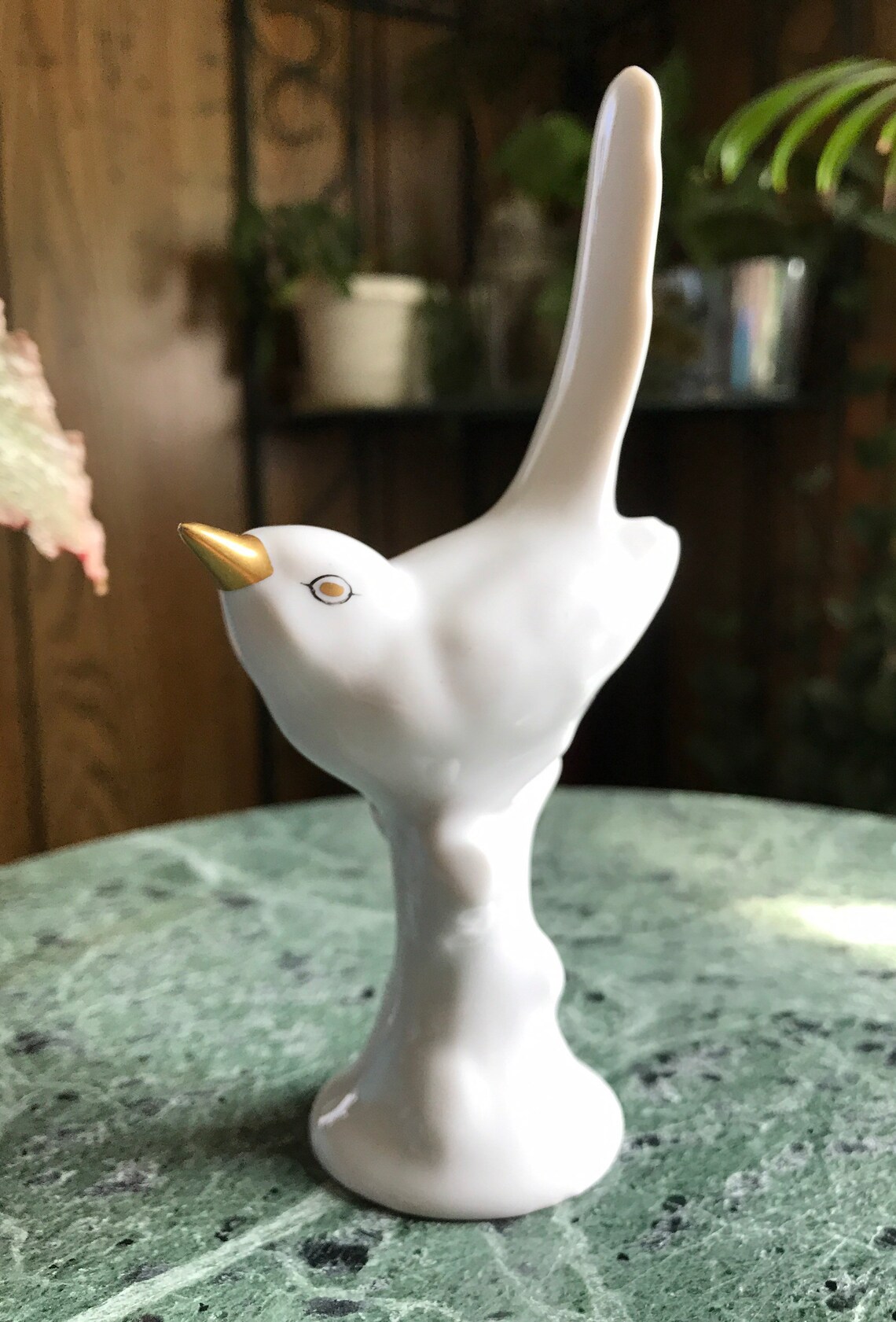 Hollohaza Porcelain White Bird Figurine With Gold Beak Made In Etsy