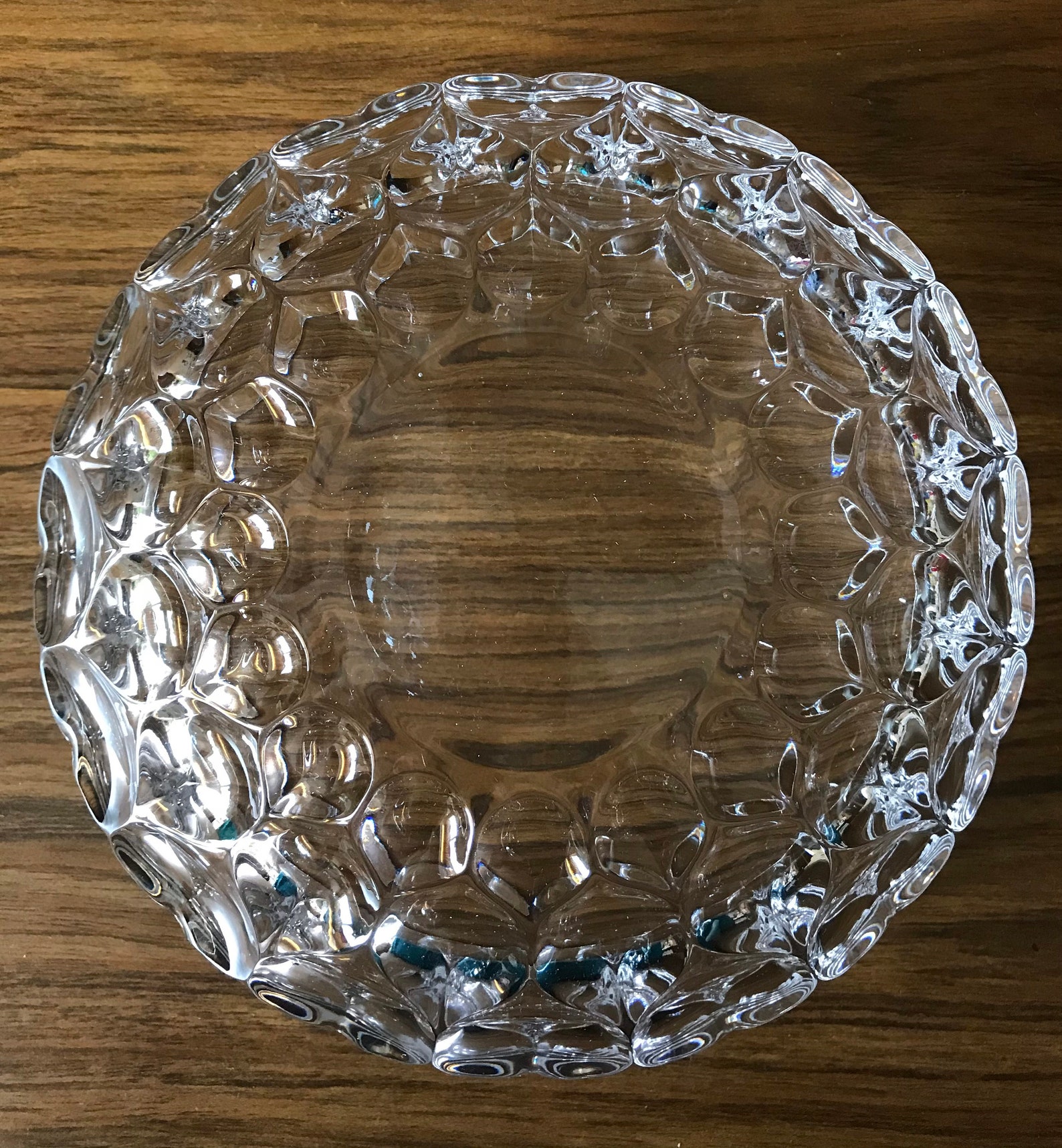 Heavy Lead Crystal Salad Fruit Serving Bowl Thumbprint Petals Etsy