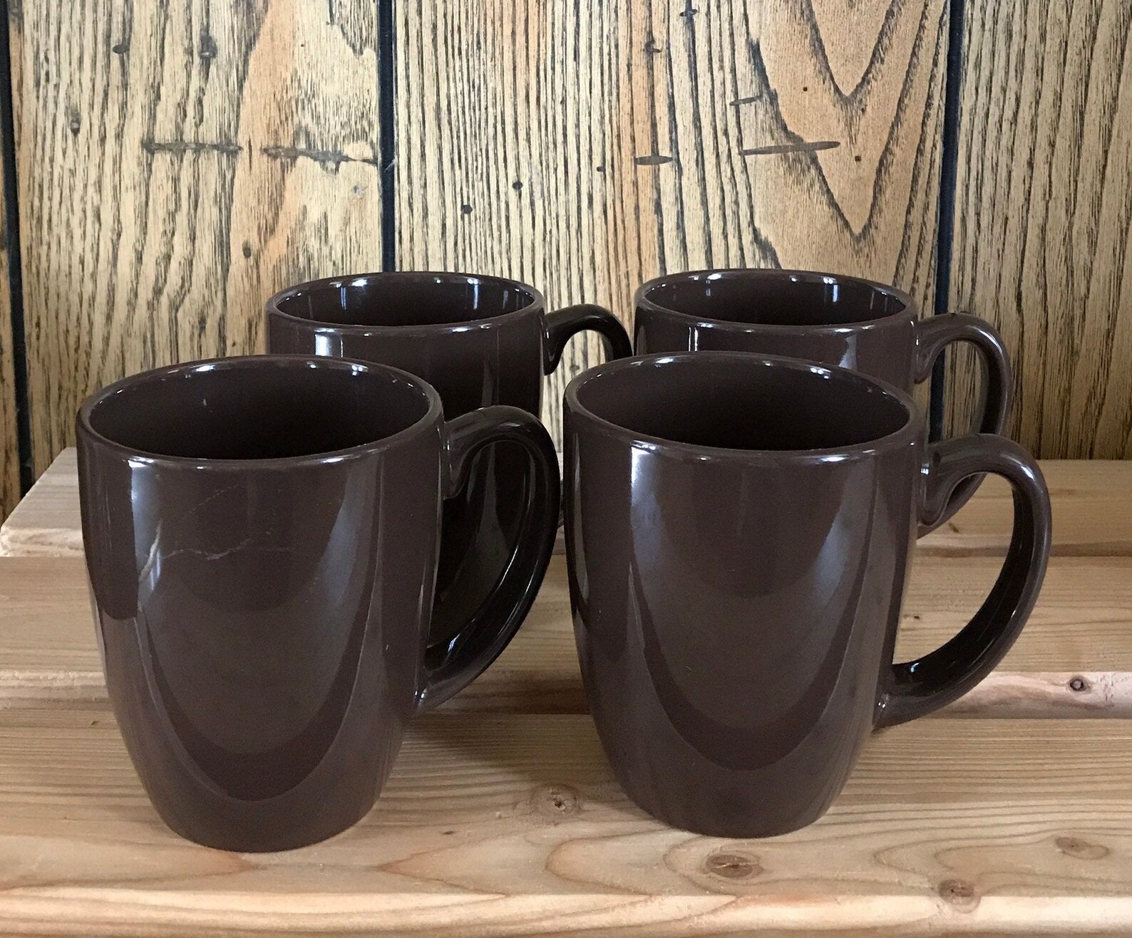 Corelle Coordinates Stoneware Dark Brown 12 Oz Coffee Mugs Set Etsy