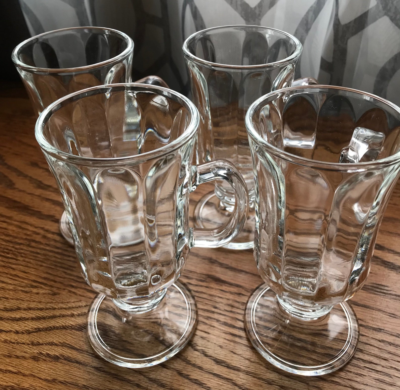 Irish Coffee Mugs Clear Glass Footed Set Of 4 Etsy