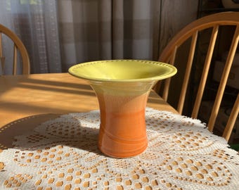 Orange Yellow 4” Signed Pottery Vase