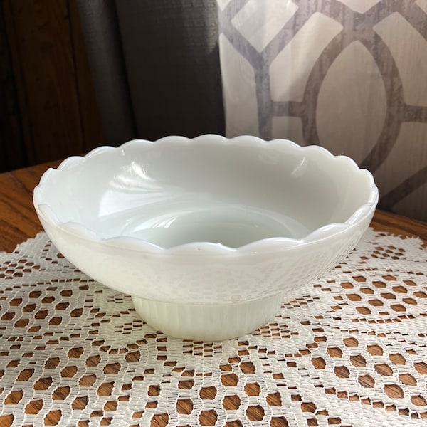 E.O Brody White 8" Milk Glass Candle Holder Candy Bowl M2000