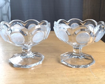 Avon Frosted Coin Sherbet Dessert Dishes Set Of 2