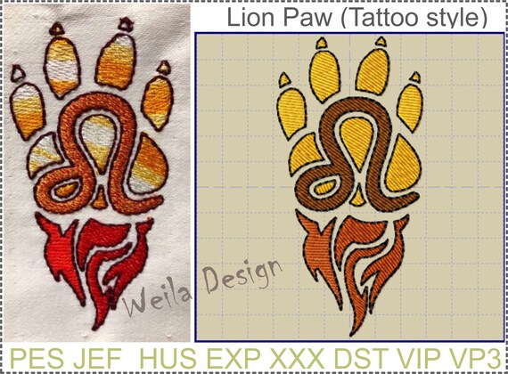 Waterfront Installere Slette Lion Paw Tattoo Style 4 5 55 Machine | Etsy