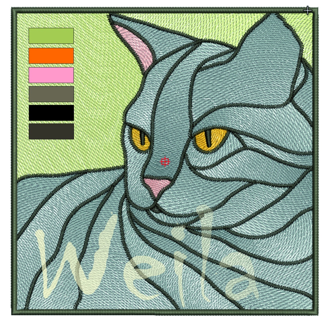 Cat in Style Stainedglass Window Machine Embroidery Design Etsy