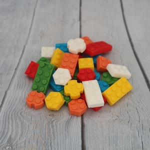 Brick Cake or Cupcake Topper Set 30 Handmade Brick Style Toppers