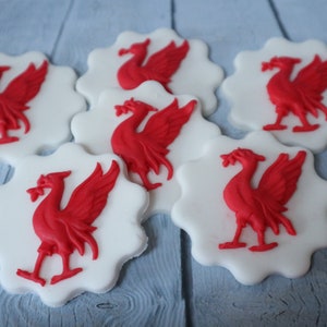 Liverpool Cupcake Toppers Liverbird Set of 6 Handmade Fondant